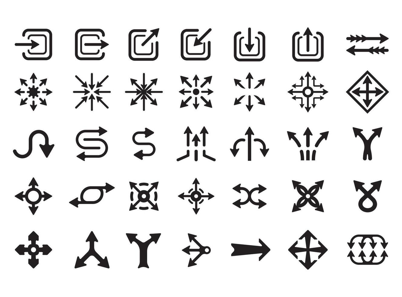 Comprehensive set of arrow and direction icons, perfect for web, apps, and user interfaces vector