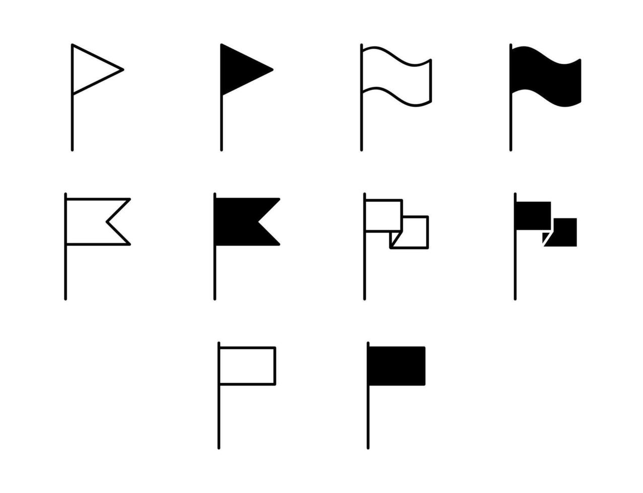 Flag UI Icon Set Solid and Line Country Symbol Style Collection vector