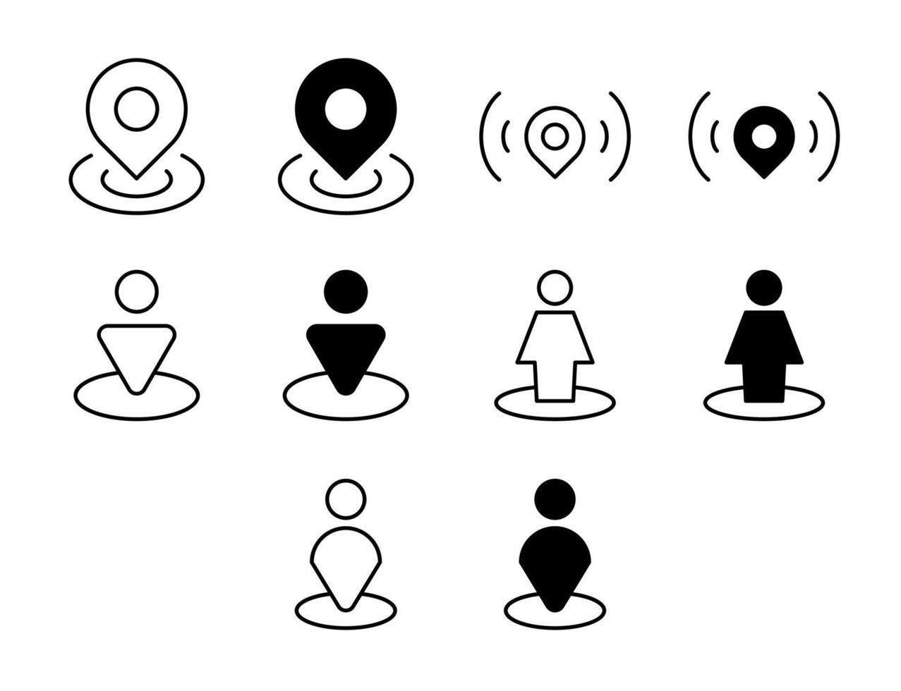 Nearby UI Icon Set Solid and Line Proximity Map Style Collection vector