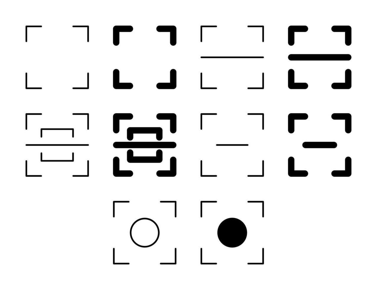 Scan UI Icon Set Solid and Line Barcode QR Code Style Collection vector
