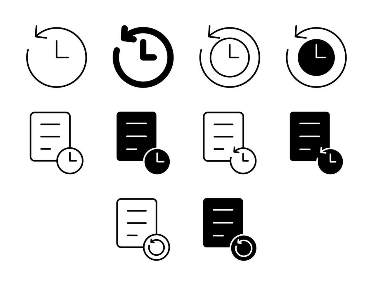 History UI Icon Set Solid and Line Timeline Archive Style Collection vector