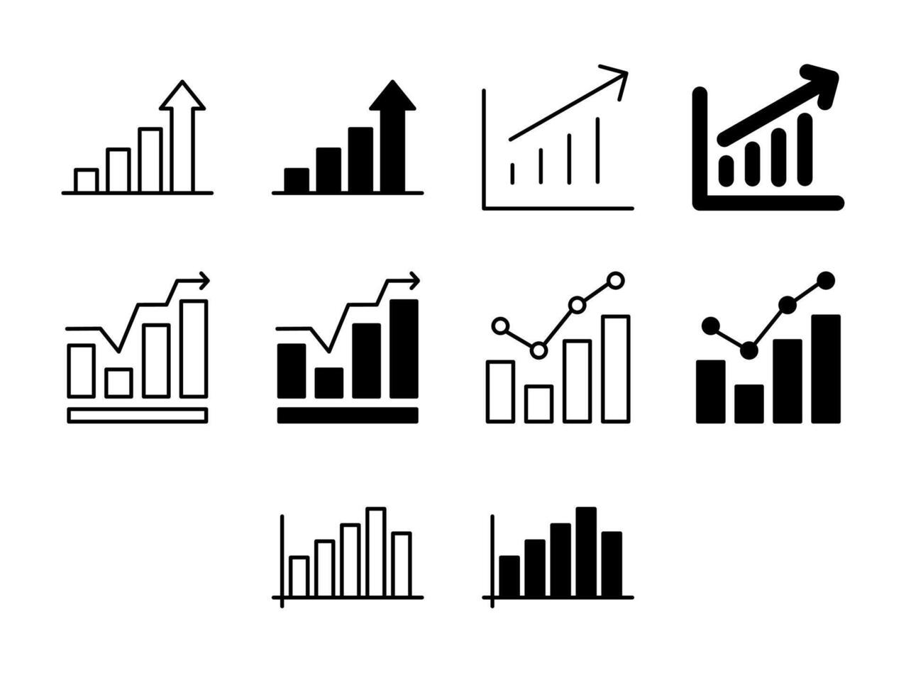 Graph UI Icon Set Solid and Line Analytics Data Style Collection vector