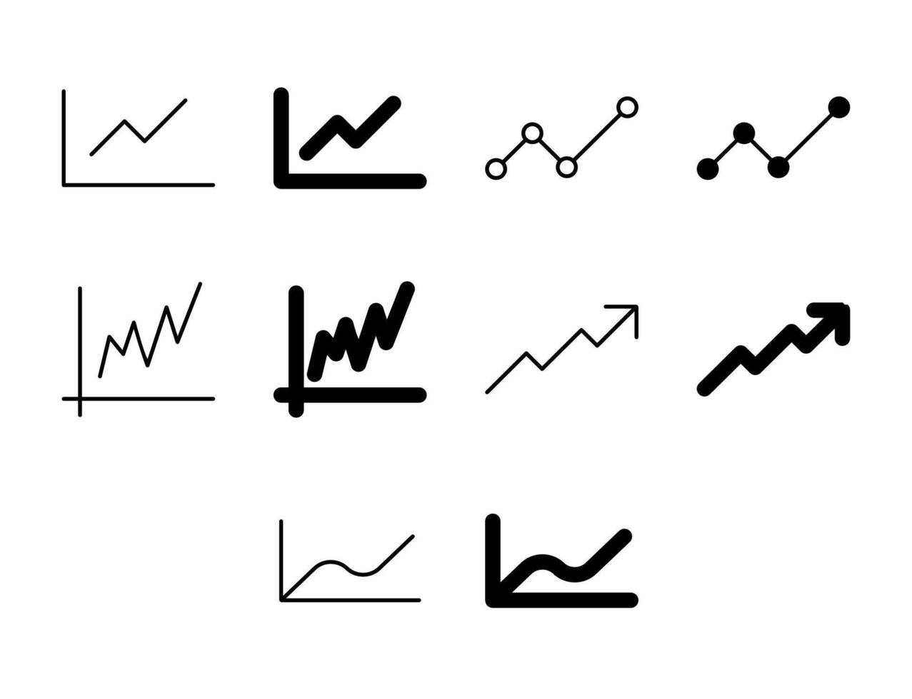 Chart Line UI Icon Set Solid and Line Statistics Analytics Style Collection vector