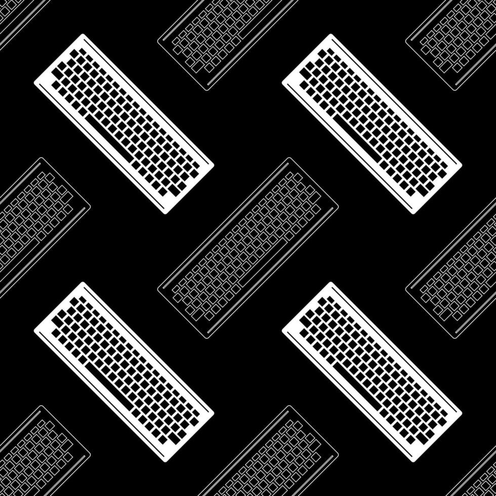 Computer Keyboard Icon Seamless Pattern Isolated on Black Background. PC Buttons. Part of Desktop. vector