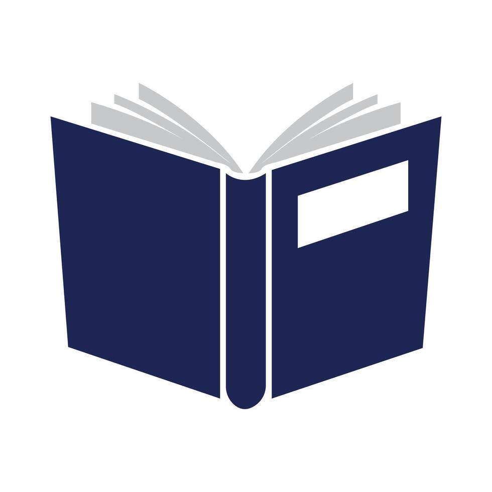 Open blue book shows gray pages against a white background with space for text vector