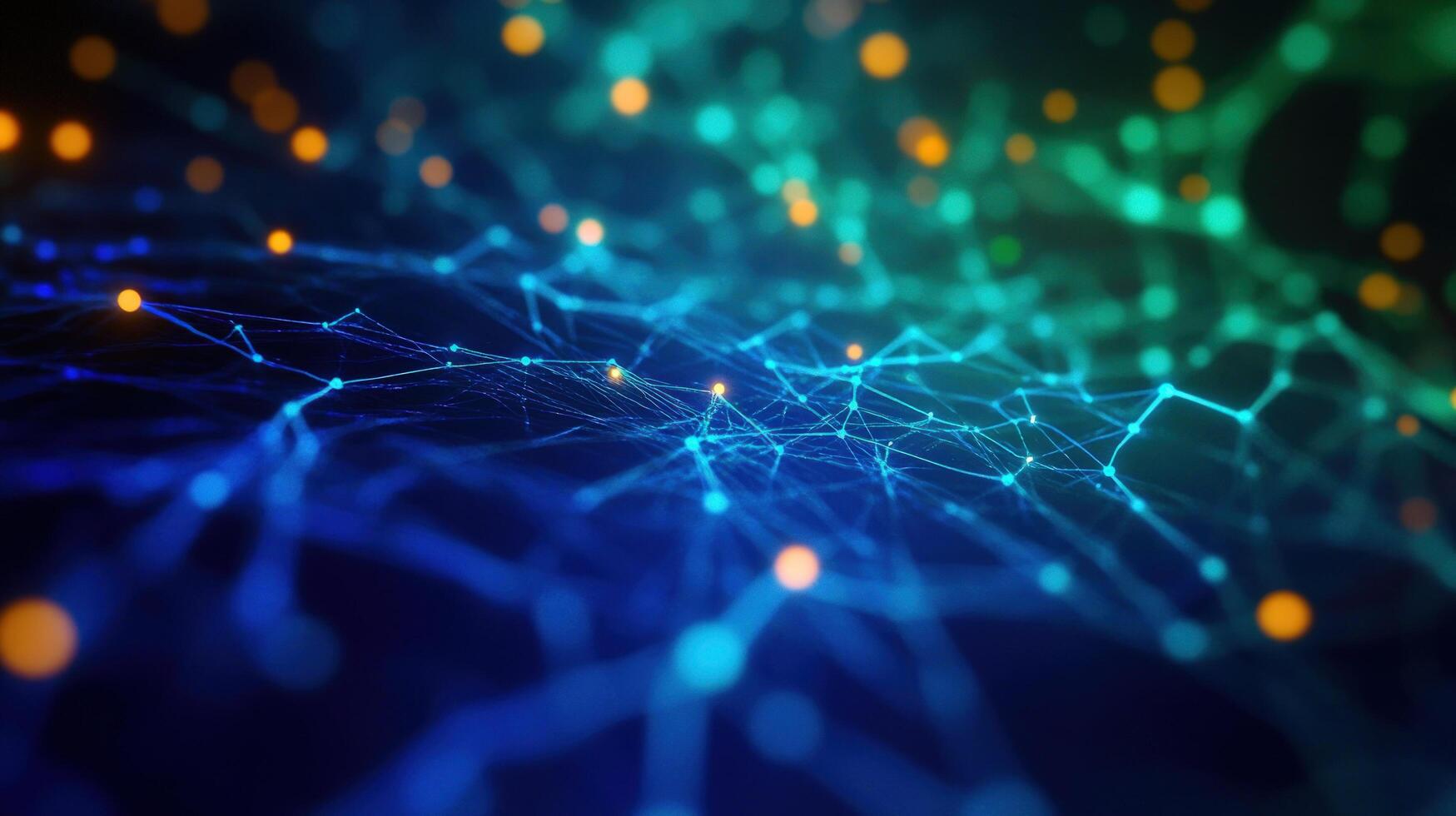 Abstract Network Data Flow, Glowing Nodes, Digital Background, Tech Concept photo
