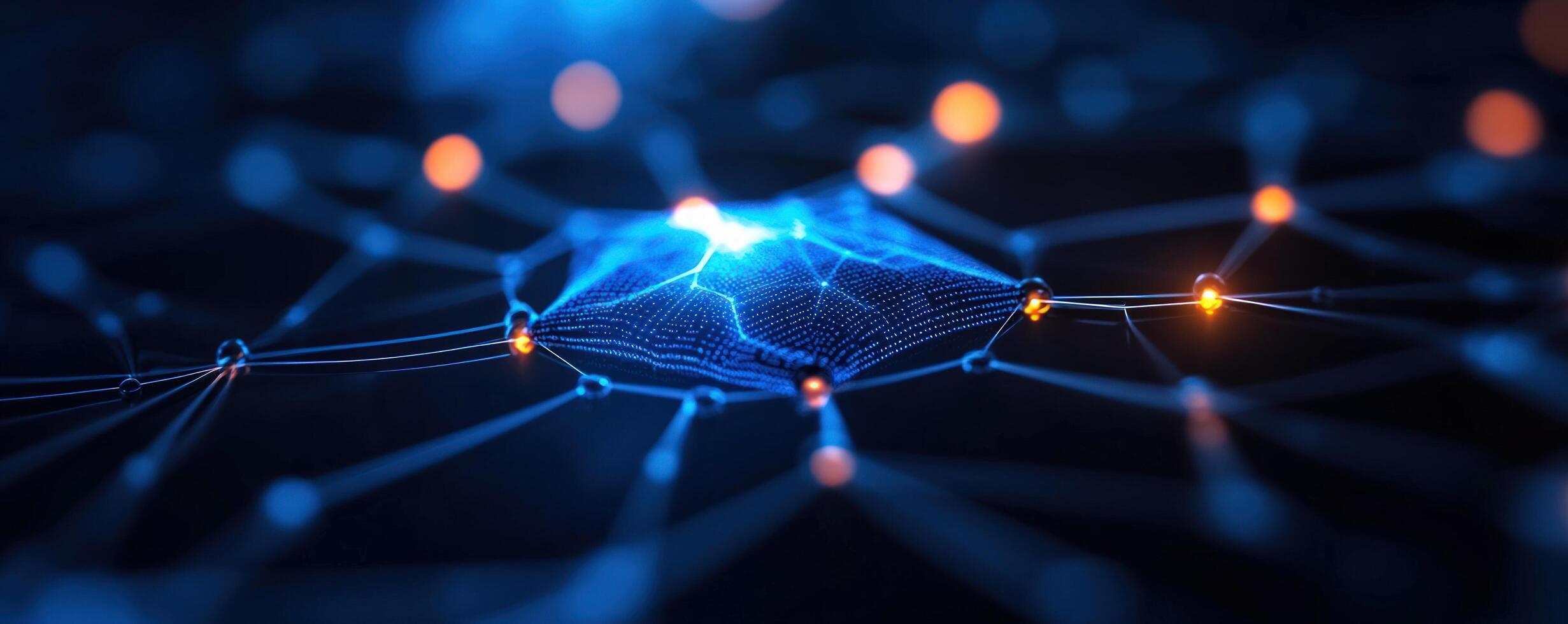 Digital Network Node Glowing, Abstract Connection photo