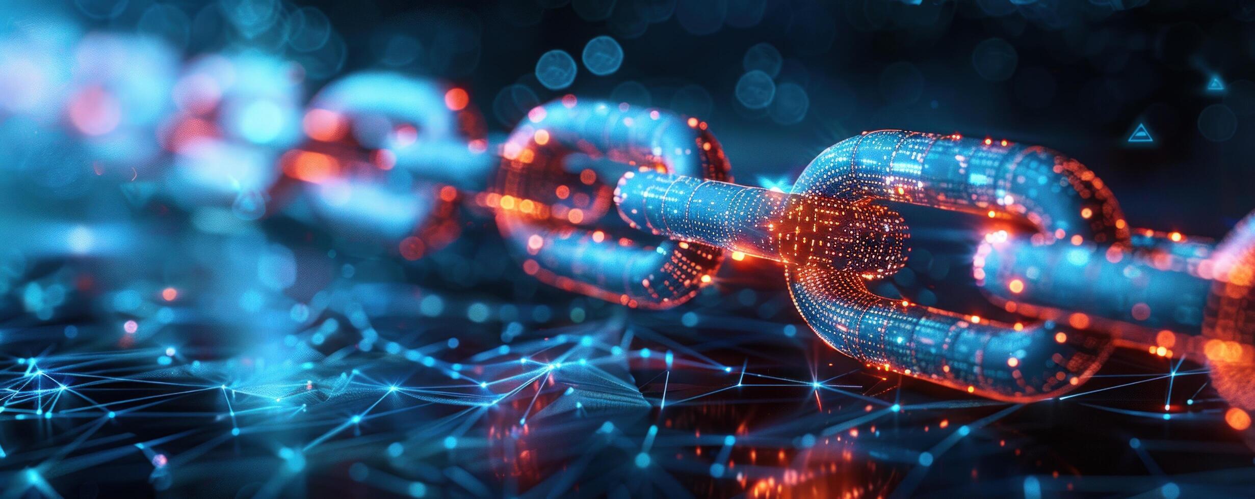 Glowing Chain Network, Digital Data, Abstract Background photo