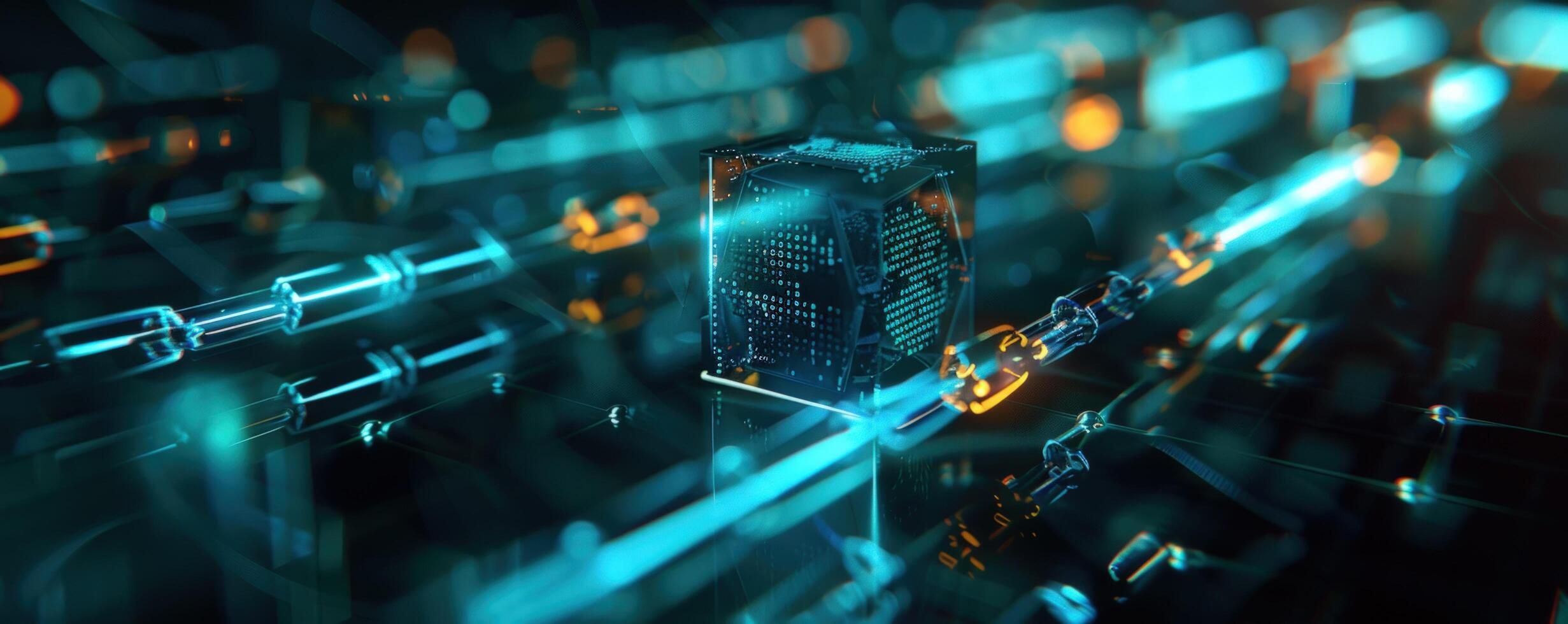 Digital cube network data blockchain cyber security photo