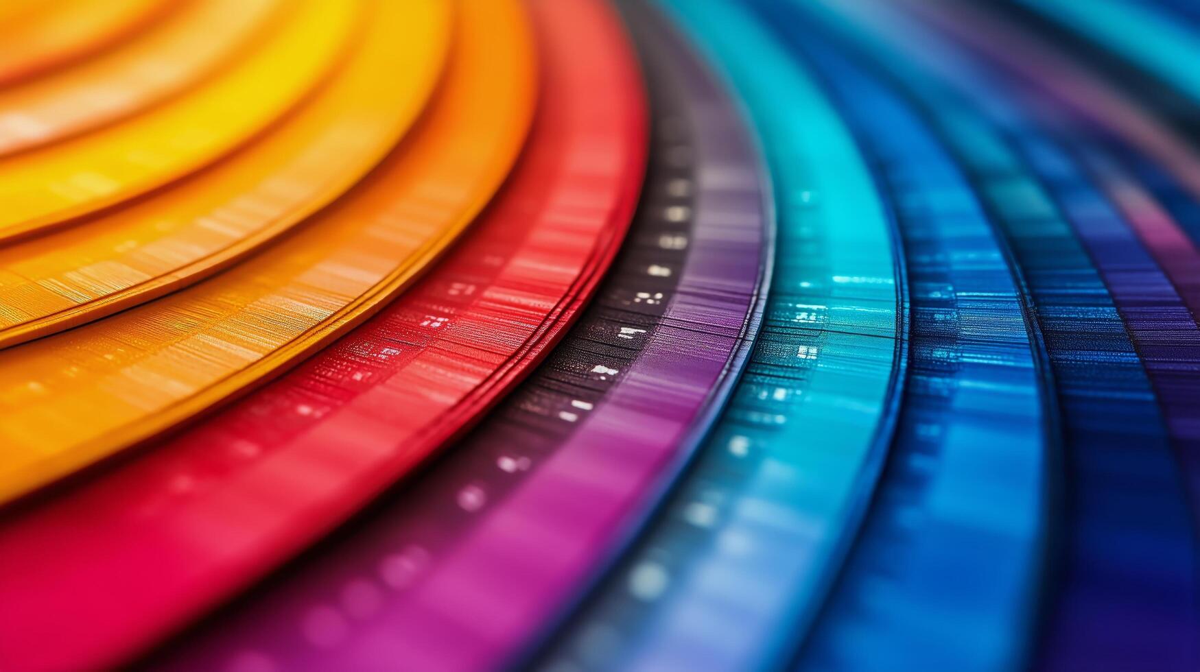 Colorful Spectrum of Paint Swatches Arranged in a Gradient Display Showcasing Various Shades and Hues. photo