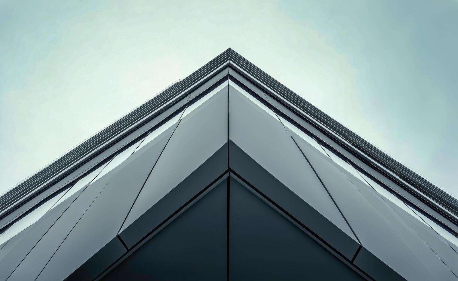 Modern Architecture Showcases Angular Design Against an Overcast Sky. photo