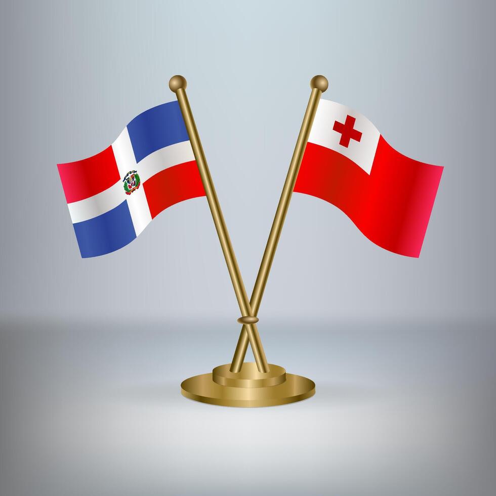 Dominican Republic and Tonga table flag relation, with gradient background vector