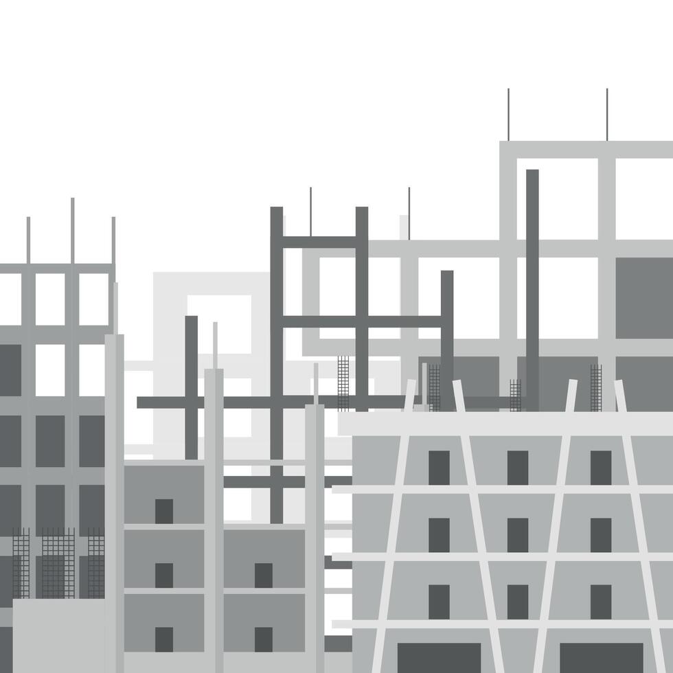 Modern construction site in grey tones vector