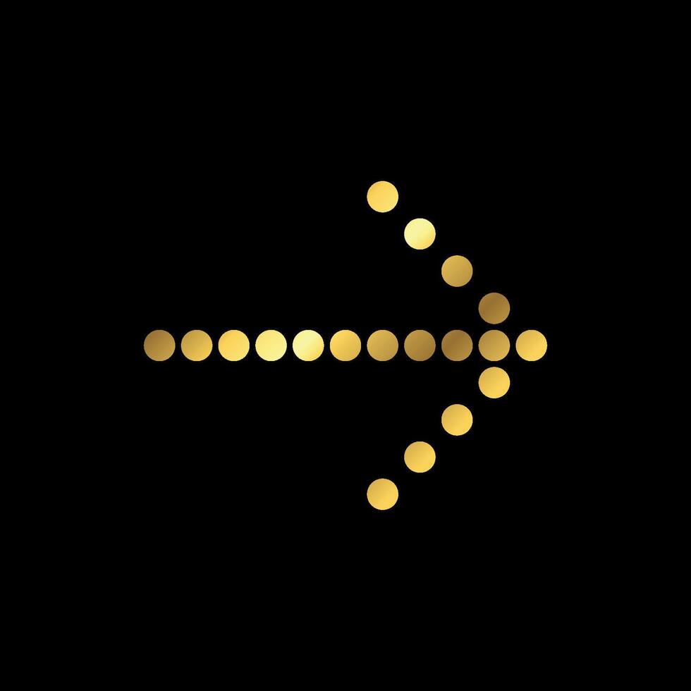 Dots Simple Line Right Gold Color Arrow Icon Template vector