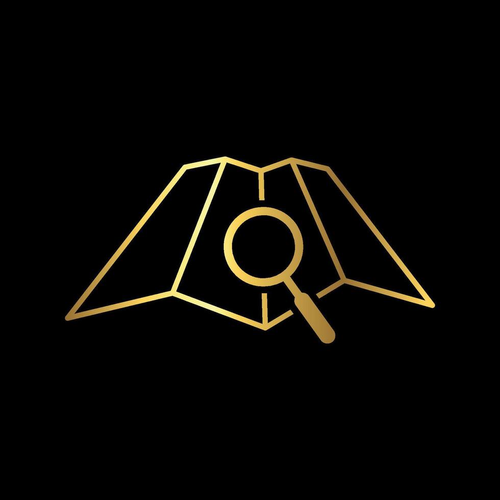 Simple Line Paper Map Point Search Location Icon Template vector