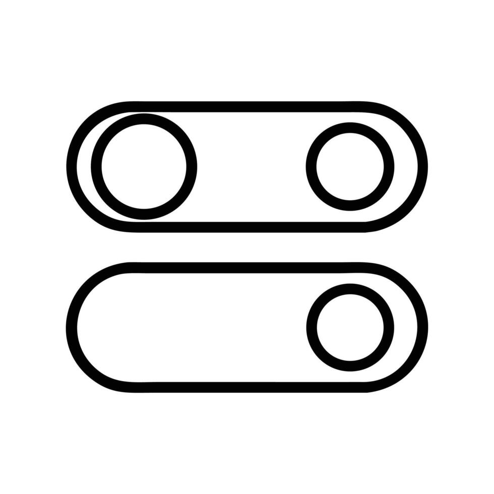 Two toggle switch icons with circles are outlined on a transparent background vector