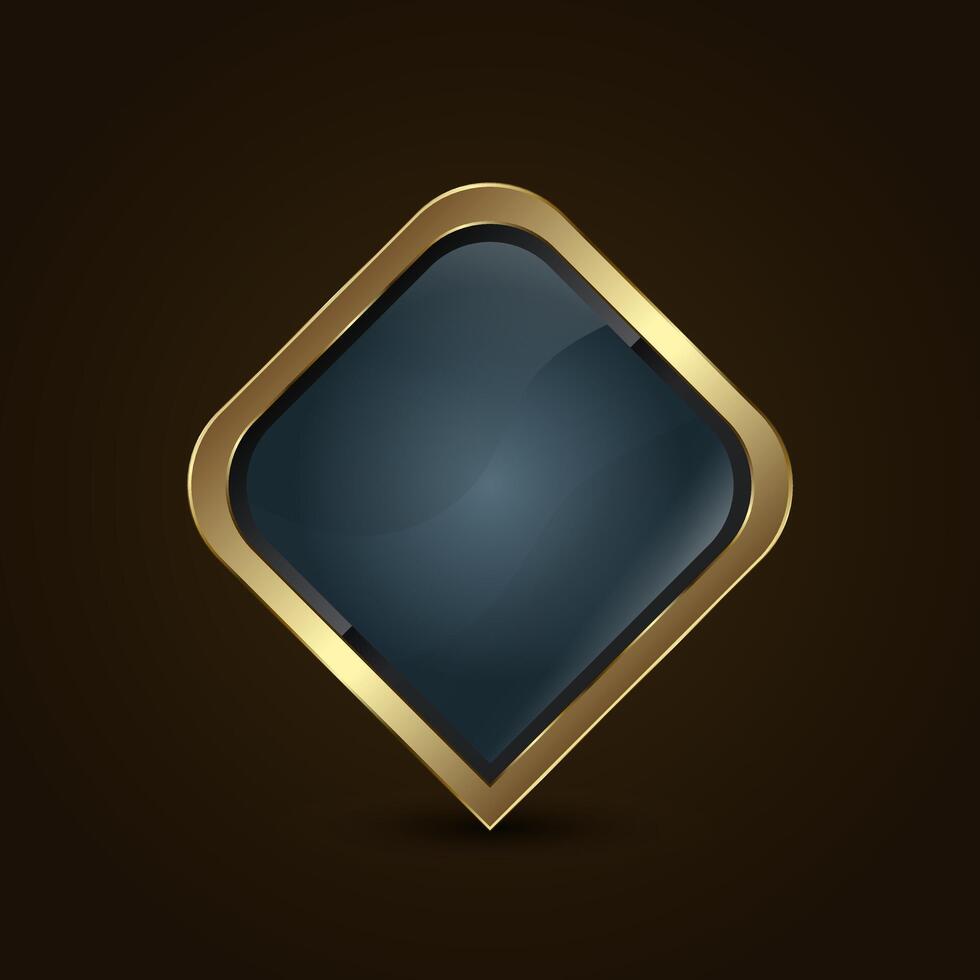 Special shape in Luxury gold and premium element for banner, Button, symbol. An elegant High level button design for website UI in sleek metallic black glossy vector