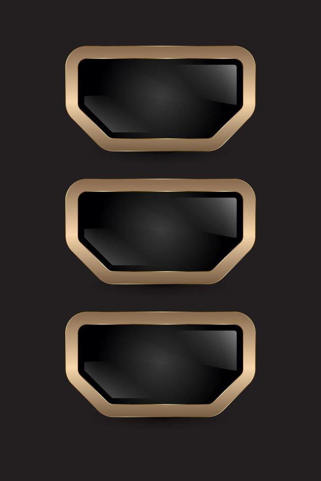 Collection of Luxury special shape banners, Buttons, Symbols with A sleek rounded edges, featuring a glossy black center that reflects light button design vector