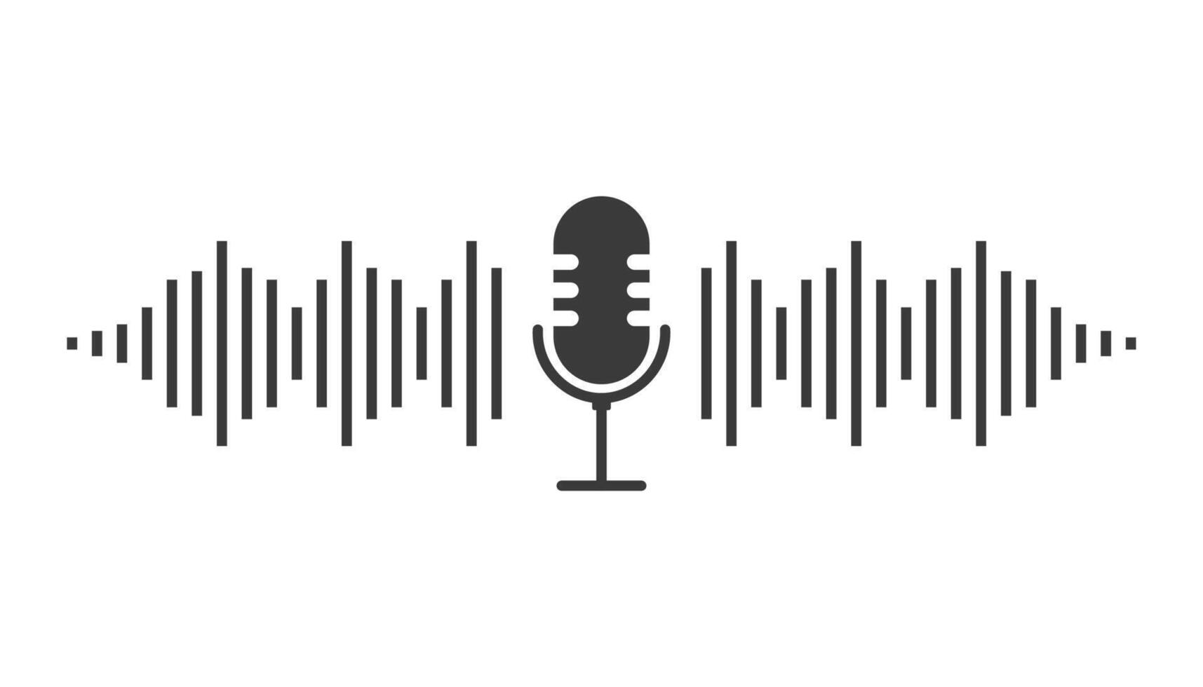 Podcast icon audio voice record, music wave. Microphone symbol, talk, speech. Voice record symbol button or audio call. Retro simple icon. vector