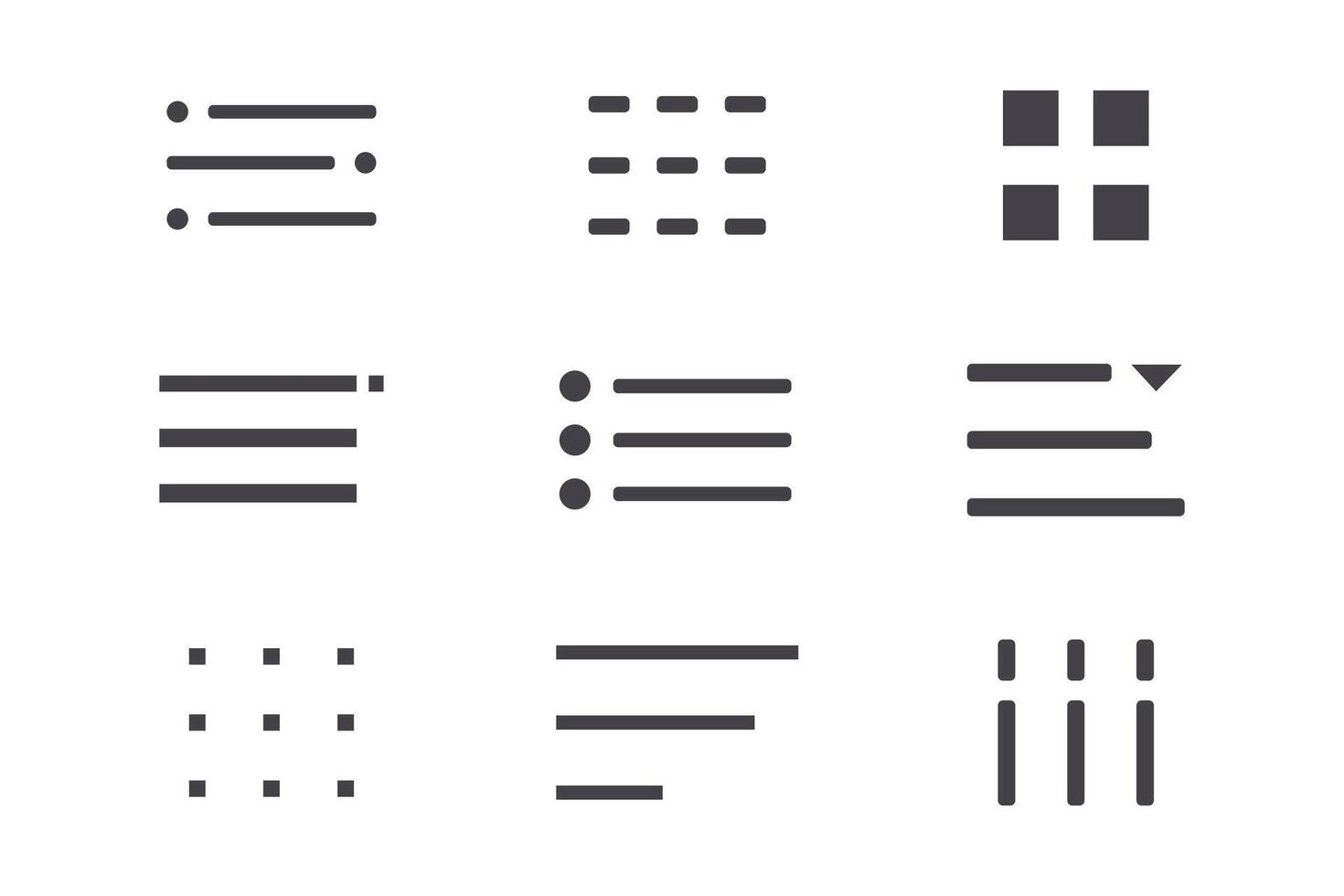 Website icon navigation button. Hamburger menu line icon set Hamburger interface menu, minimal ui popup burger. Template navigation dropdown button web symbol. Interface design element vector