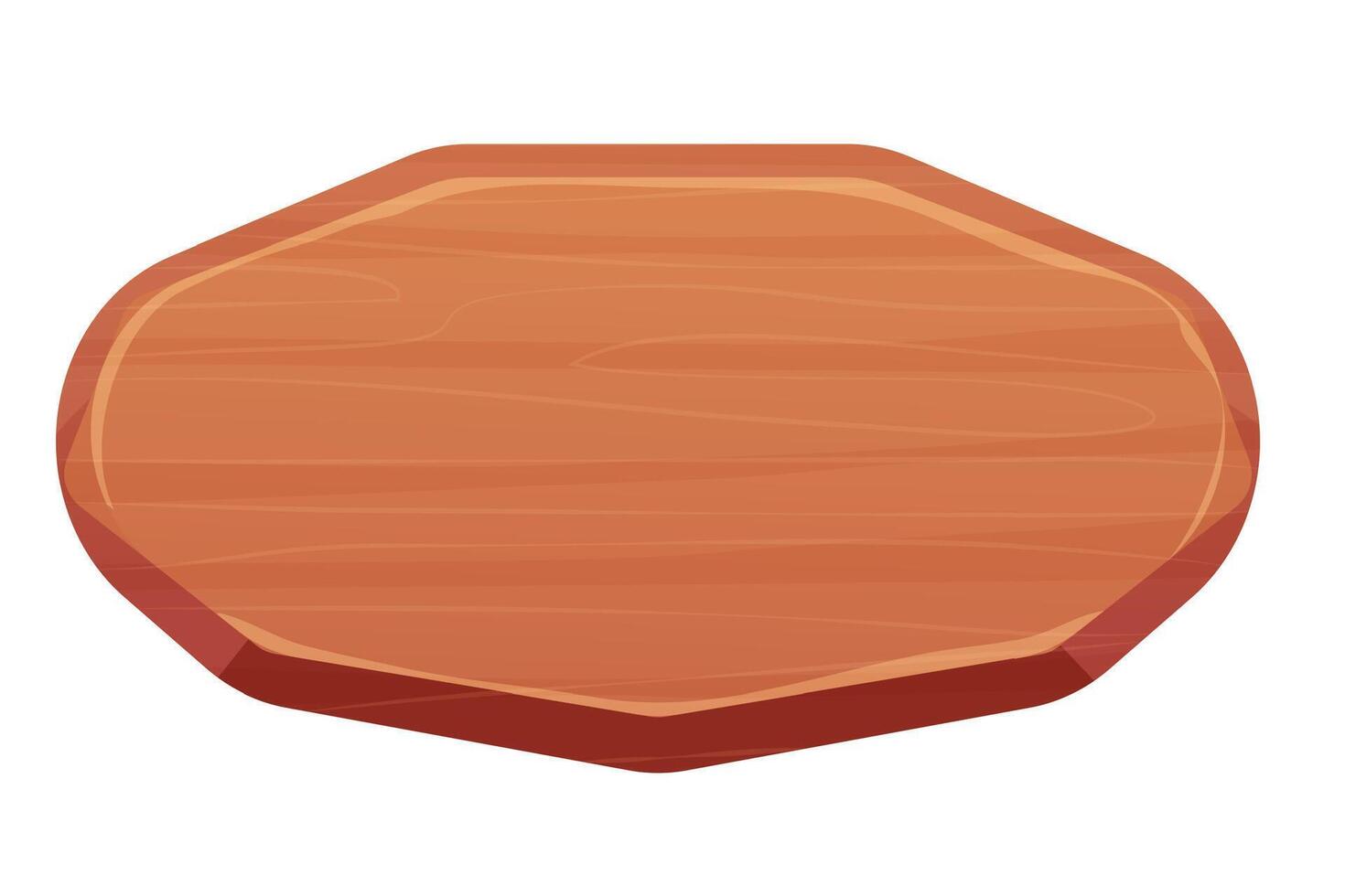 Wood sign, banner, wooden empty plank in cartoon style isolated on white background. Game asset, ui element. Textured material, frame for massage, decoration. vector