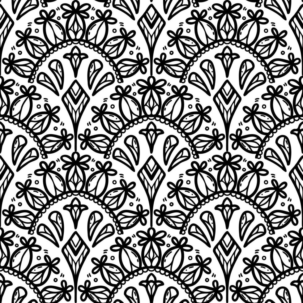 line scribble scallop repeat pattern vector