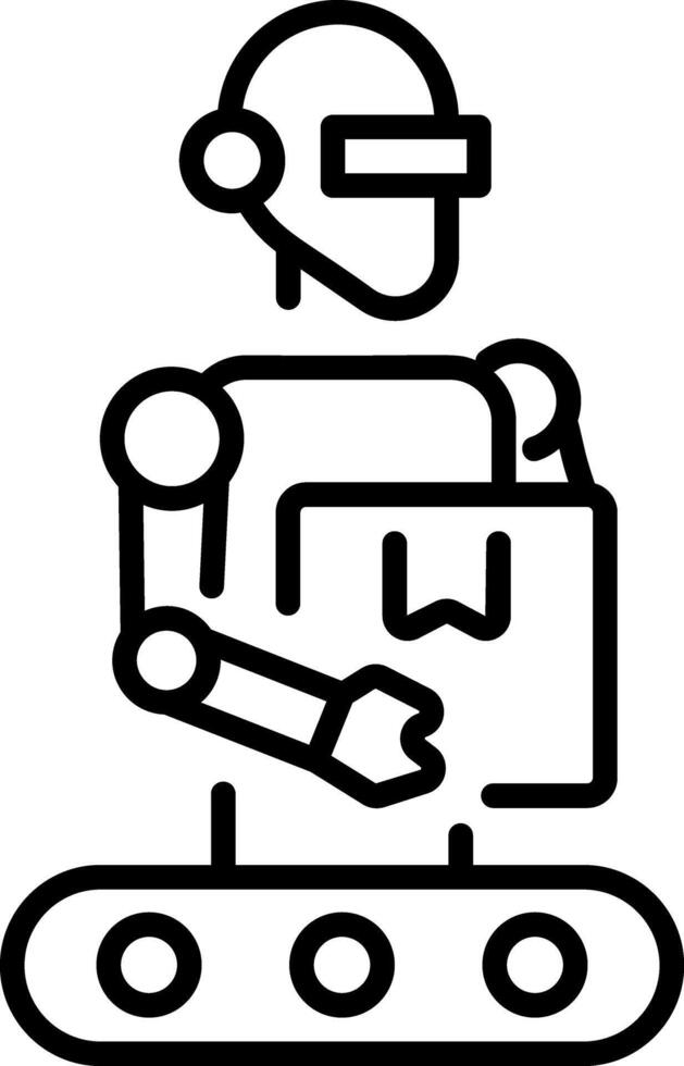 un línea estilo icono demostración entrega robot vector