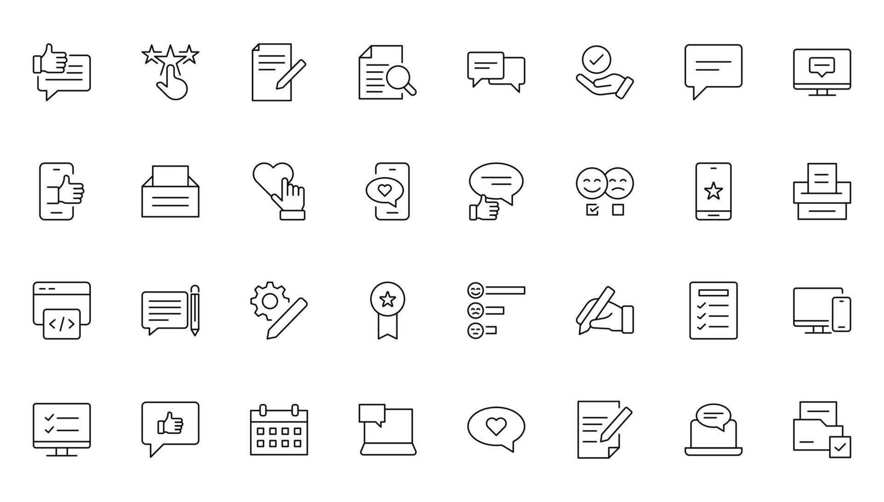 Survey feedback, customer feedback line icons. For website marketing design, logo, app, template, ui, etc. vector