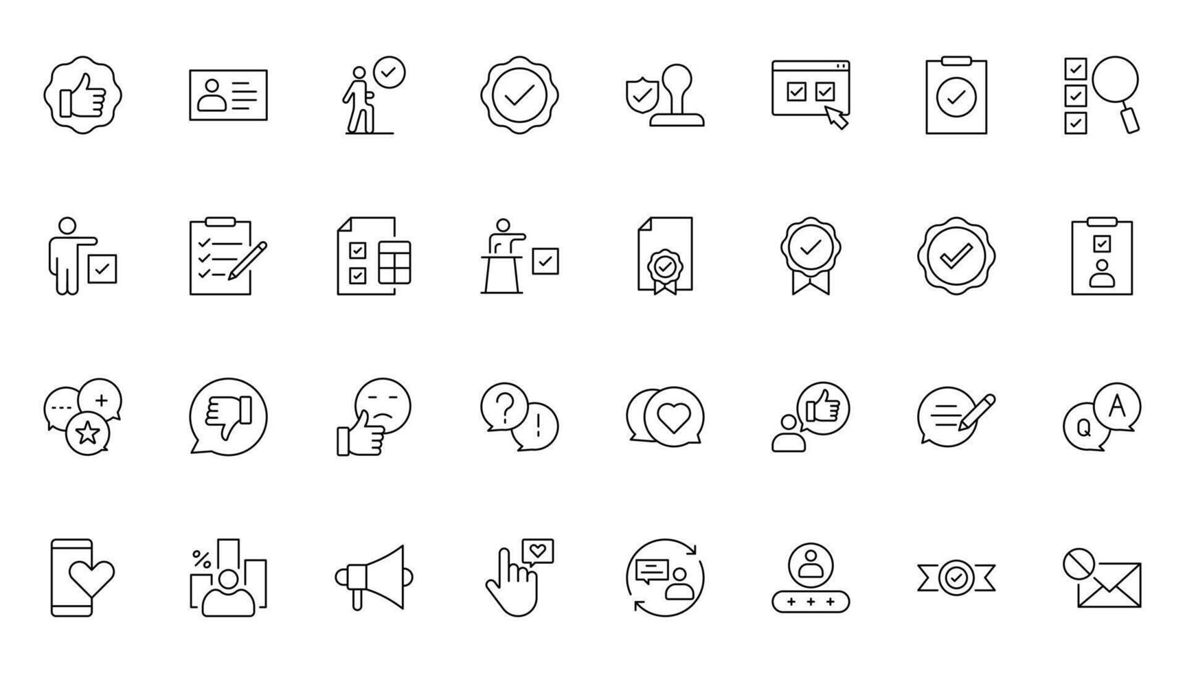 Survey feedback thin line icons. testimonial, customer feedback icon for website marketing design, logo, app, template, ui, etc. vector