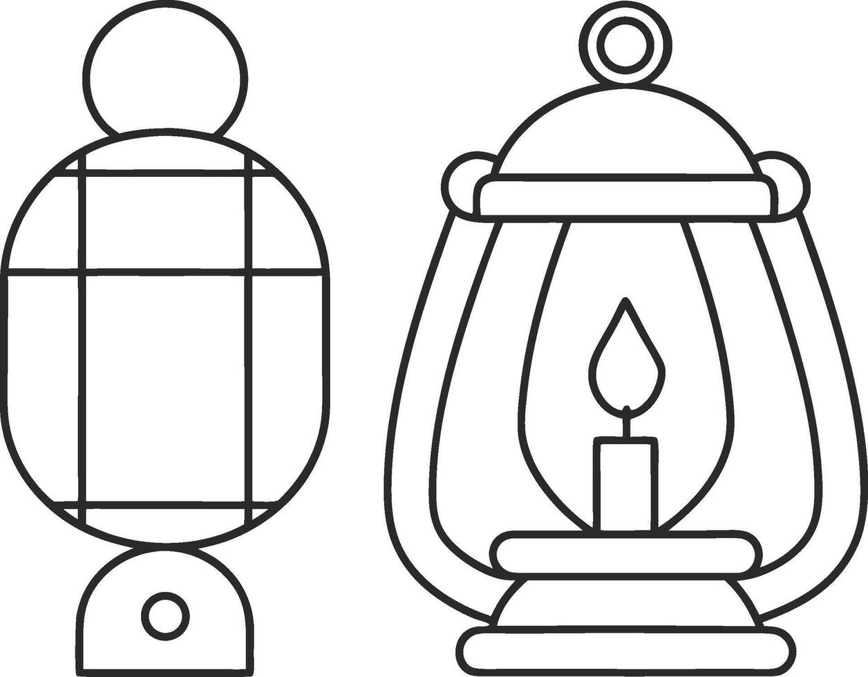 Two vintage lanterns, perfect for adding a touch of rustic charm and warm illumination to any design project vector