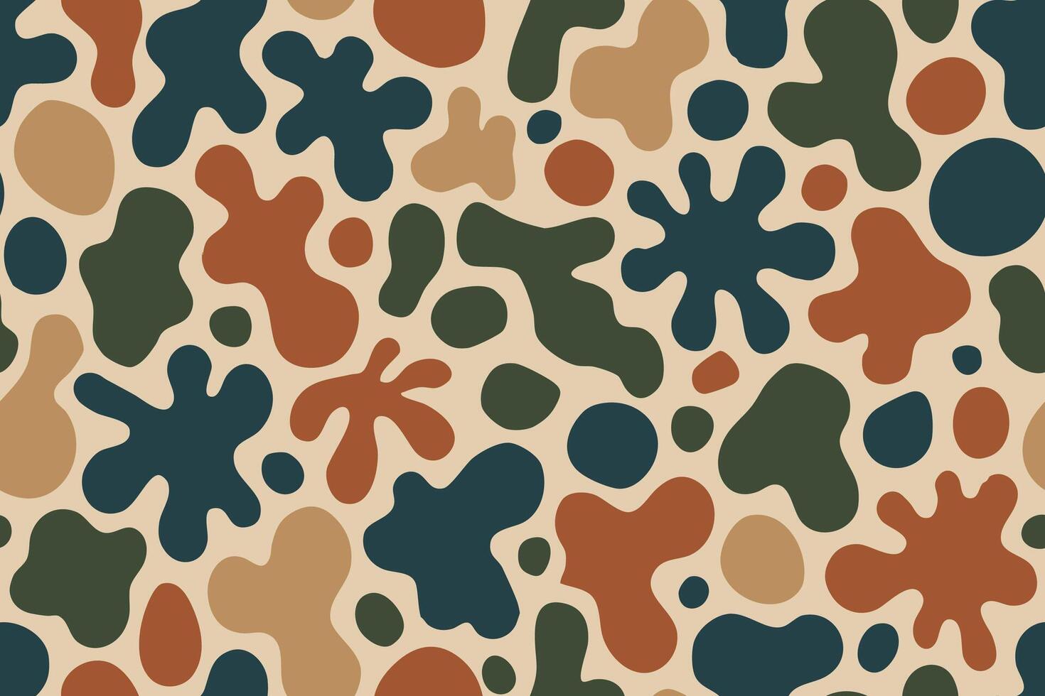 Seamless Organic camouflage pattern with abstract colorful blob shapes vector