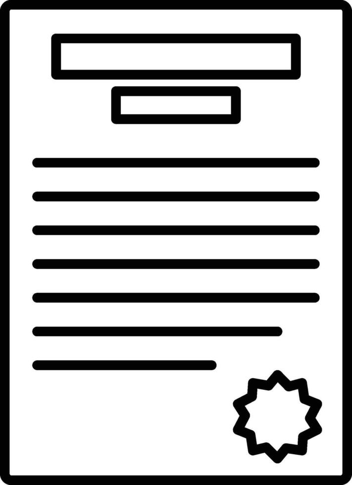 Document with Seal outline icon. Simple for UI and UX, website or mobile application on white background vector