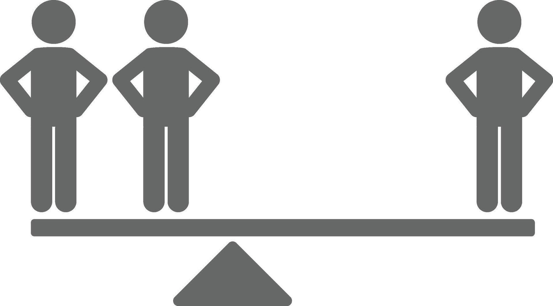 lever diagram icon. Simple balance-and-lever glyph for comparison and mechanism visuals in interfaces on a white background. vector