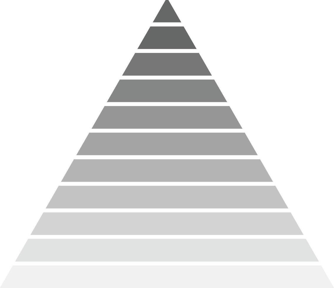 pyramid icon. Clean tiered glyph for hierarchy and proportion visuals, ideal for web and mobile interfaces on a white background. vector