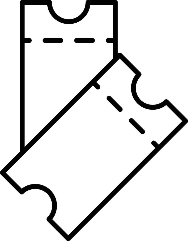 two ticket card icon. Simple thin line, outline of movie, cinema, film, screen, flicks icons for UI and UX, website or mobile application on white background vector