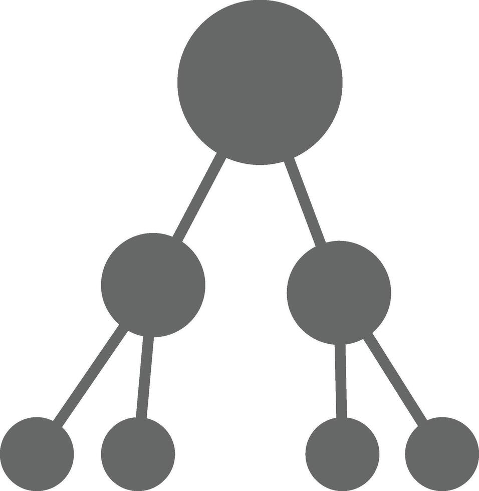 binario árbol icono. claro jerárquico glifo para algoritmo y datos estructura visuales en ui ux en un blanco antecedentes. vector