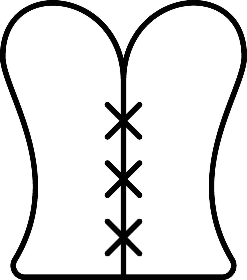 Minimalist corset outline icon with thin line design on light map background for UI and UX interfaces vector