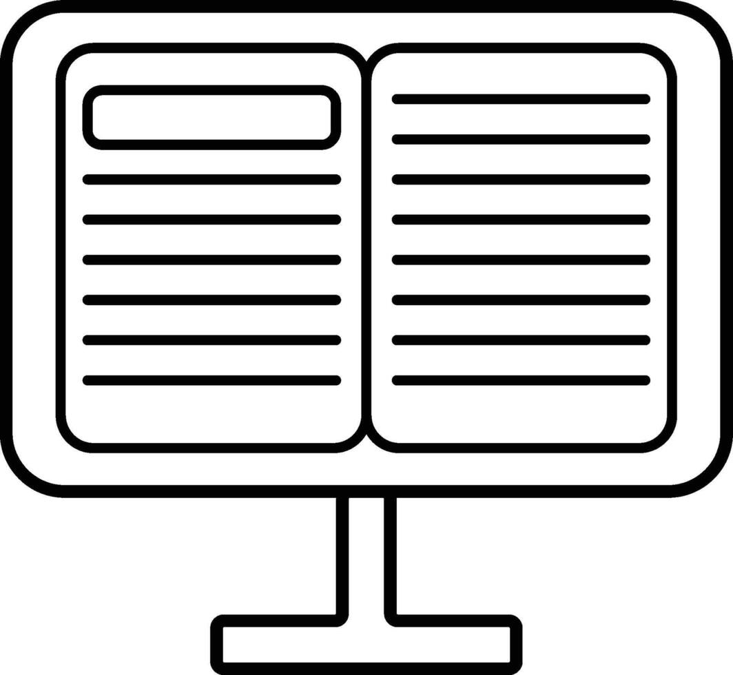 Ebook on monitor outline icon. Simple for UI and UX, website or mobile application on white background vector