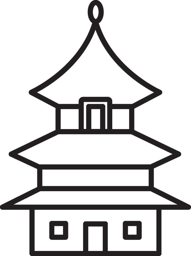 Asian house, dugong icon. Simple thin line, outline of Chinese icons for UI and UX, website or mobile application on white background vector