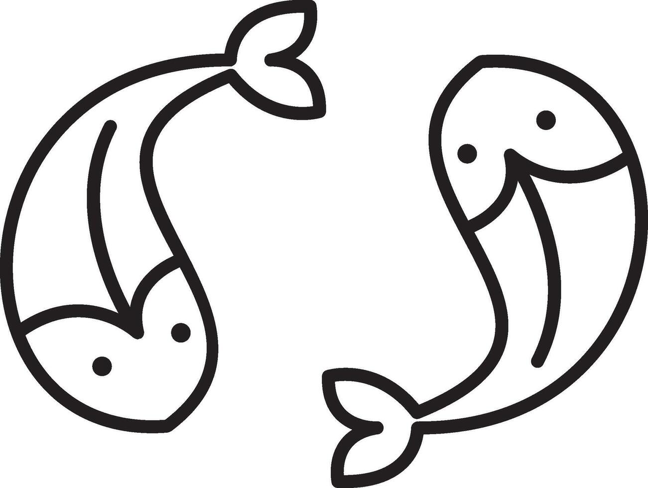 Two fishes icon. Simple thin line, outline of Chinese icons for UI and UX, website or mobile application on white background vector