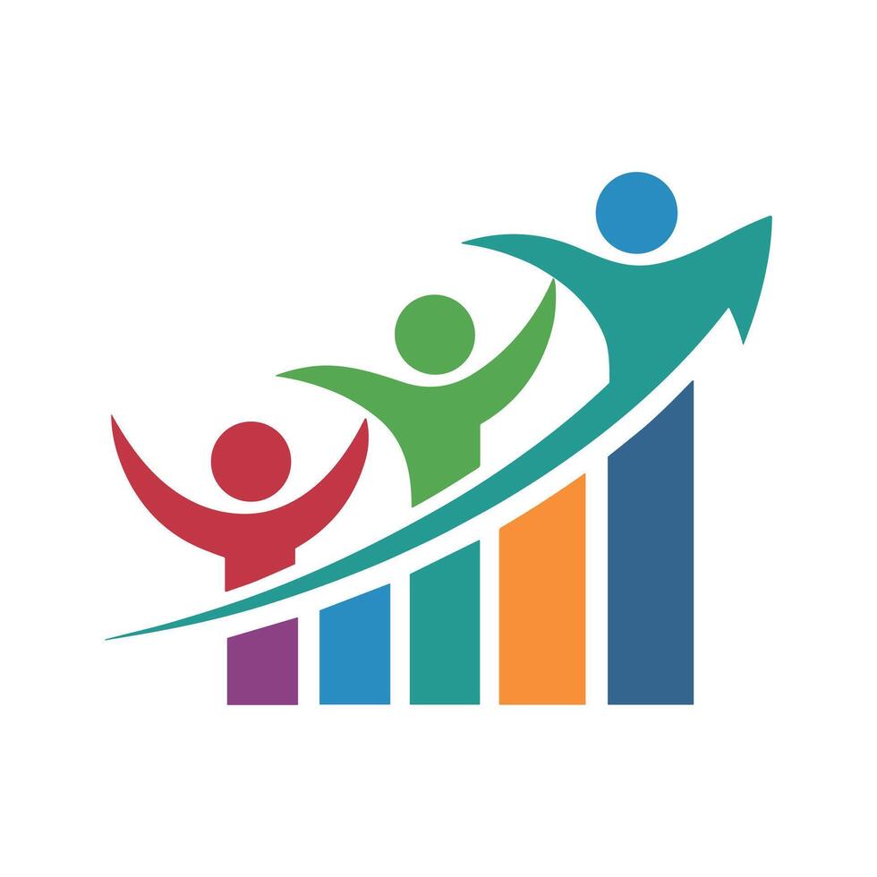 Colorful Abstract Bar Chart with Figures Representing Growth graph vector