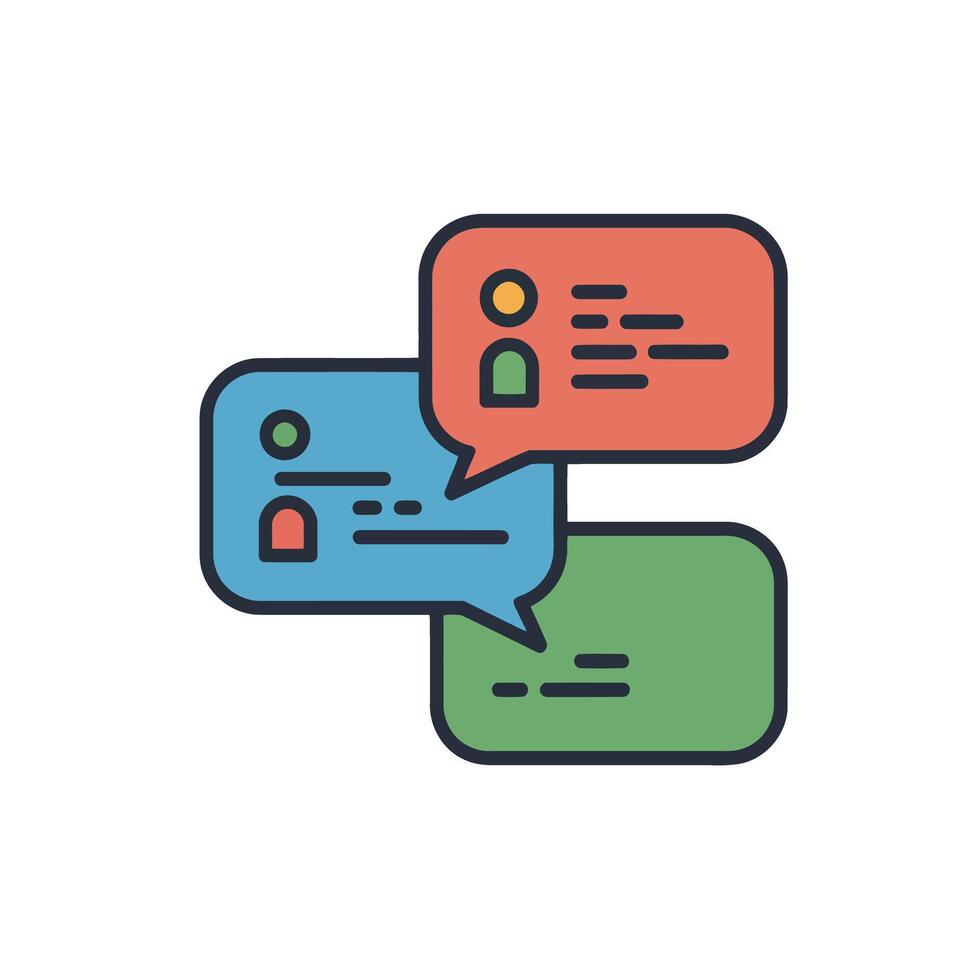 Group Chat Dialogue Icon Illustrates Digital Communication and Social Interaction in Modern Technology, Conversation, Message Exchange vector