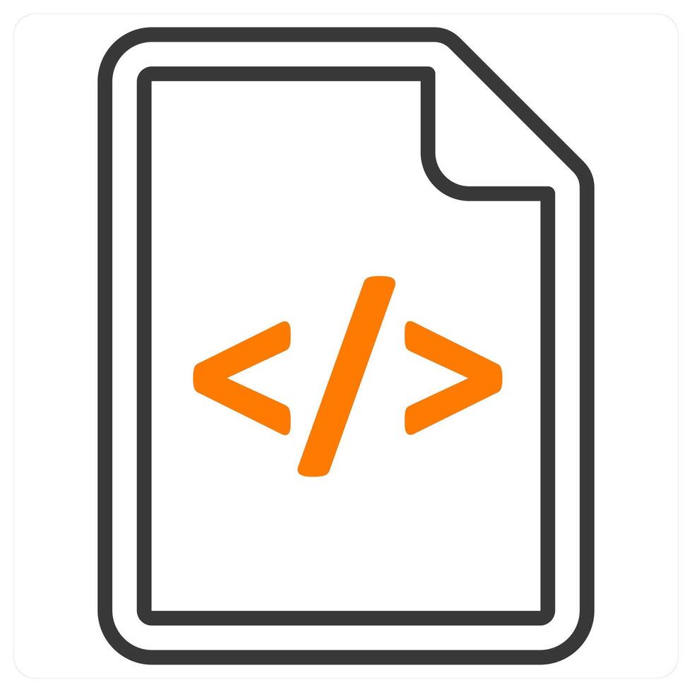 código y programación icono en naranja color vector
