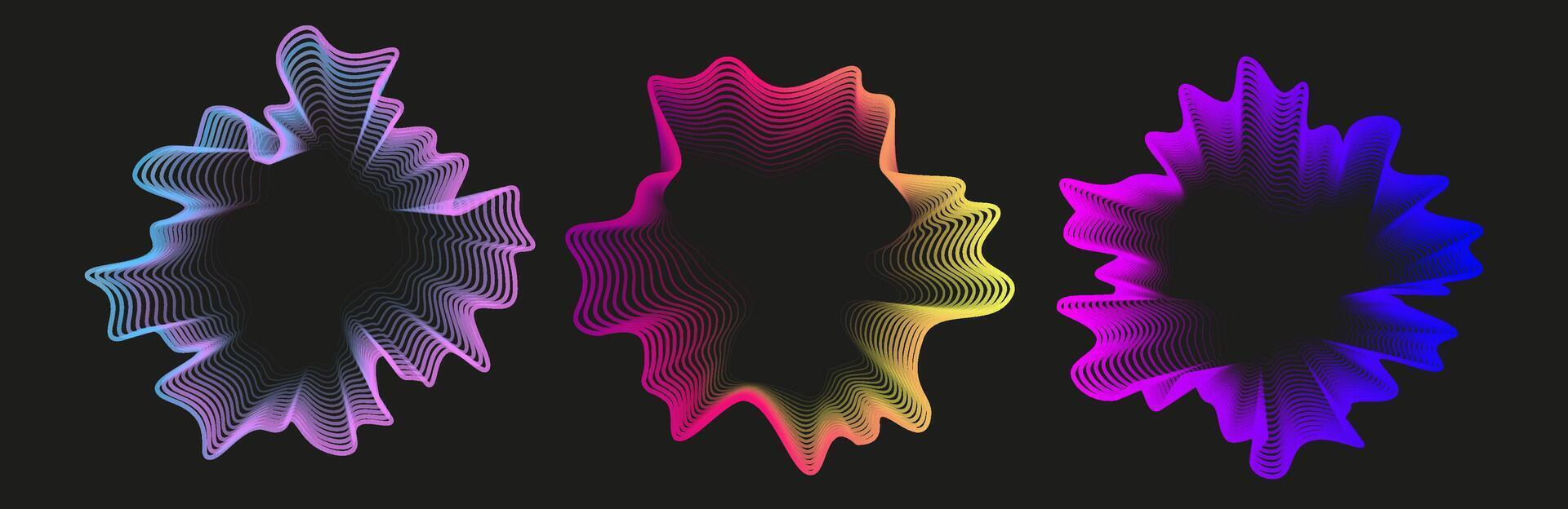 Radial equalizer forming neon sound wave circle. spectrum for music, sound visualization, or voice recognition vector