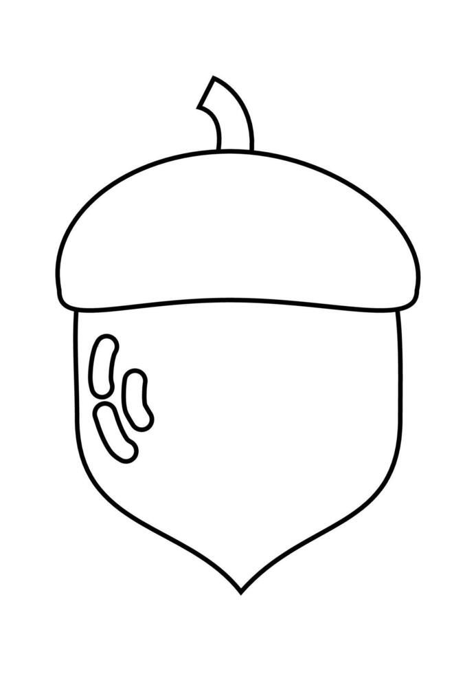 Outline illustration of an acorn nut. Simple black line drawing, minimal design for autumn, nature, and seasonal elements. vector