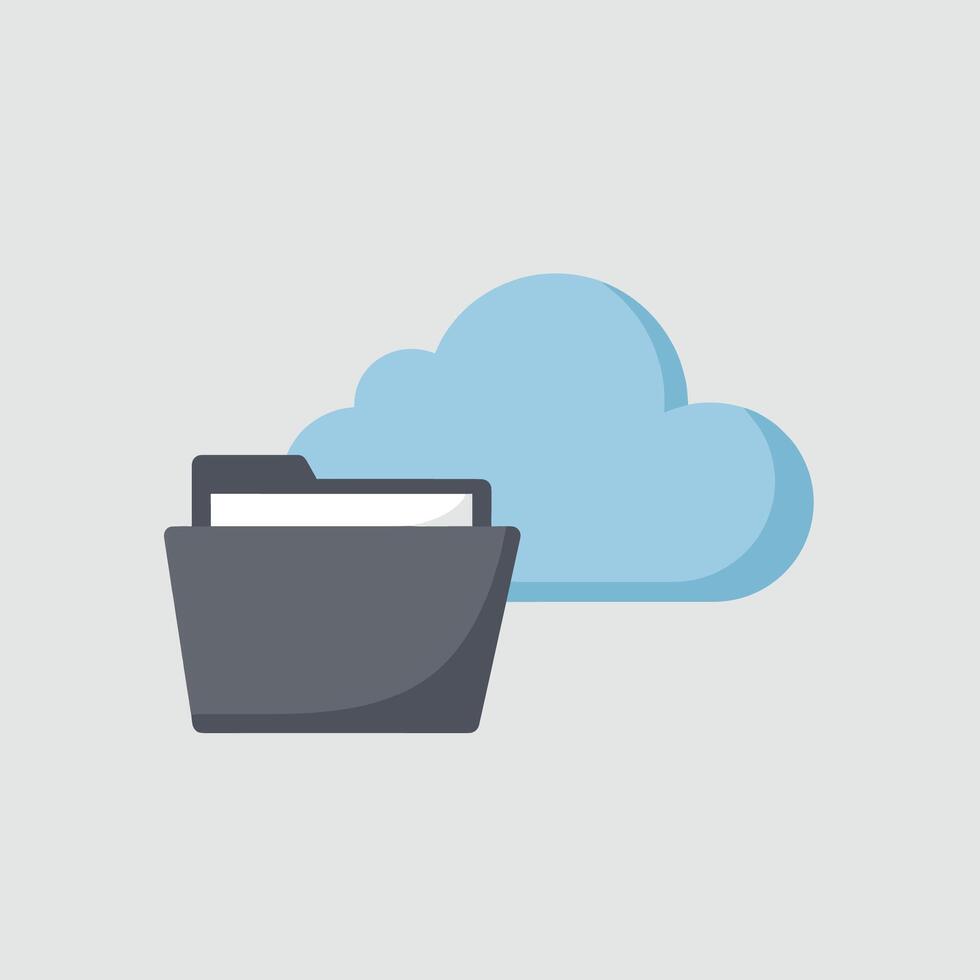 Gray Folder Icon in Cloud for File Storage vector