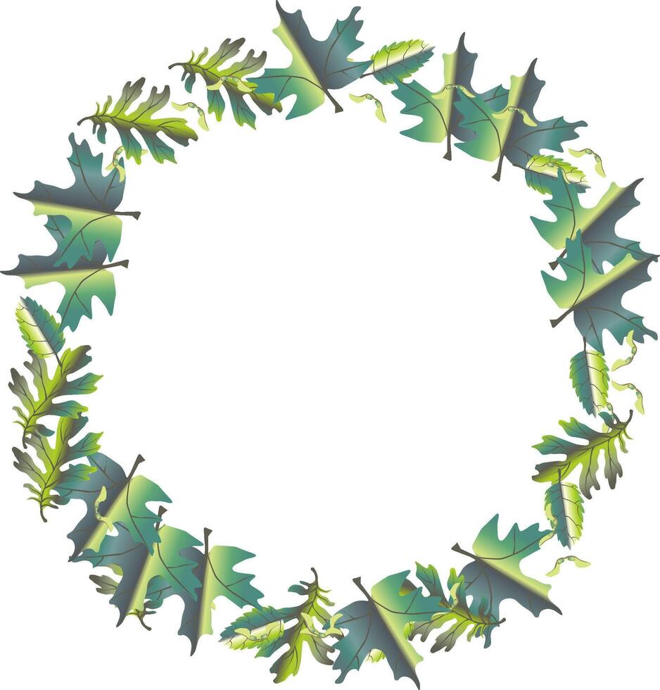 Illustration of a tropical leaf wreath border for invitations, branding, and web headers. vector