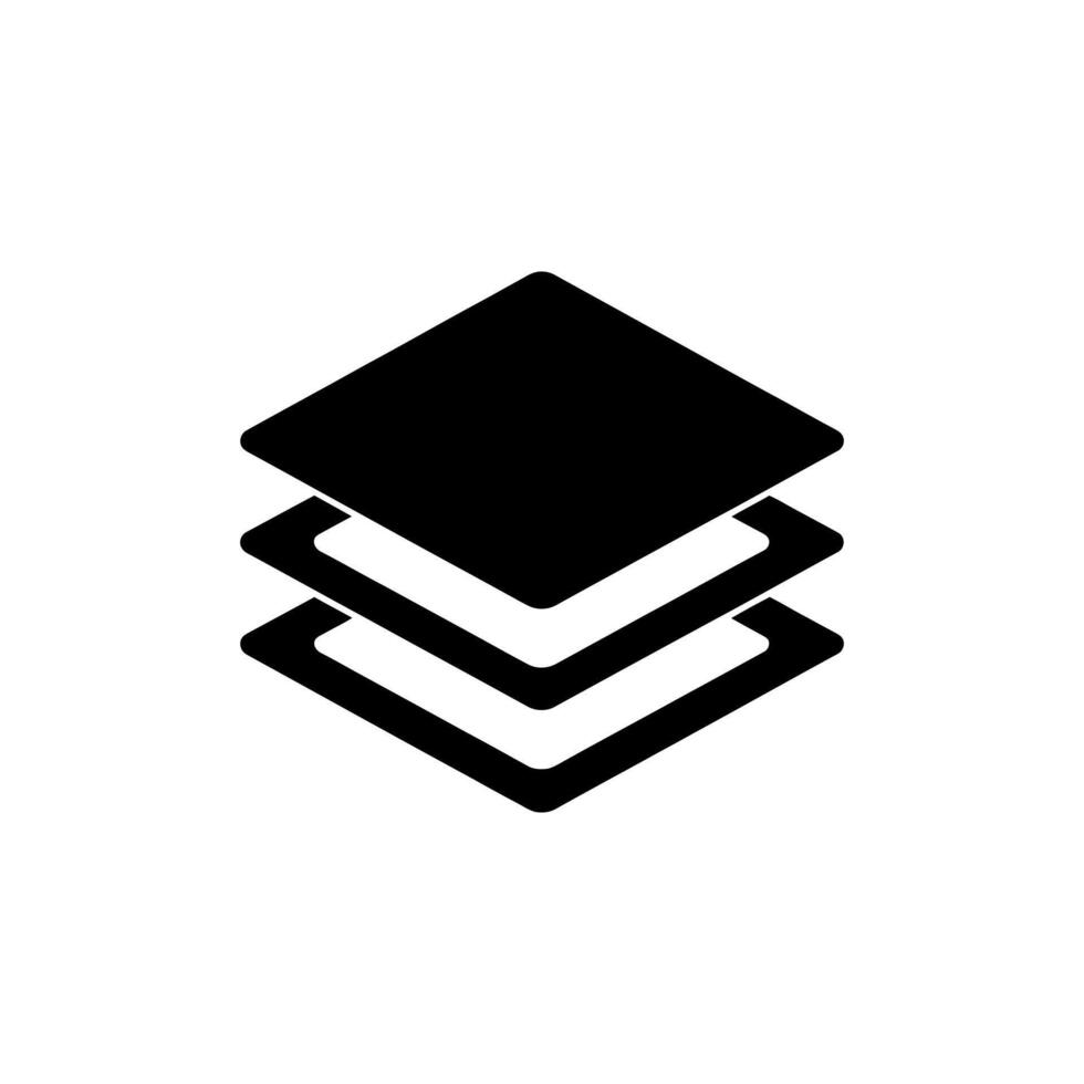 Stacked layer icon in black color, layers concept on white background vector