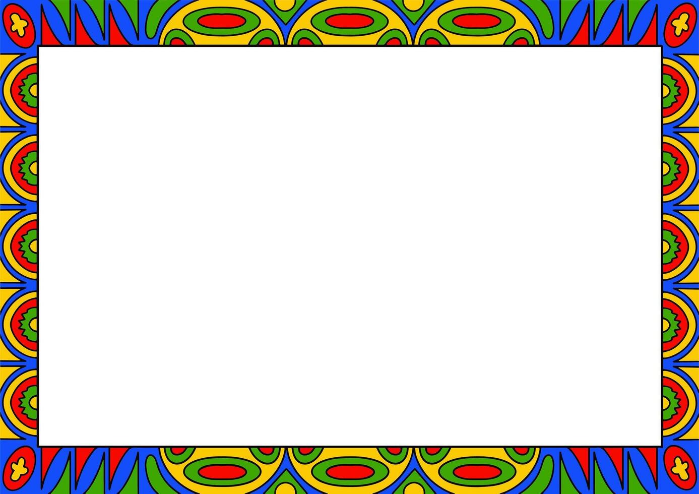 A colorful frame with a border of circles and lines vector