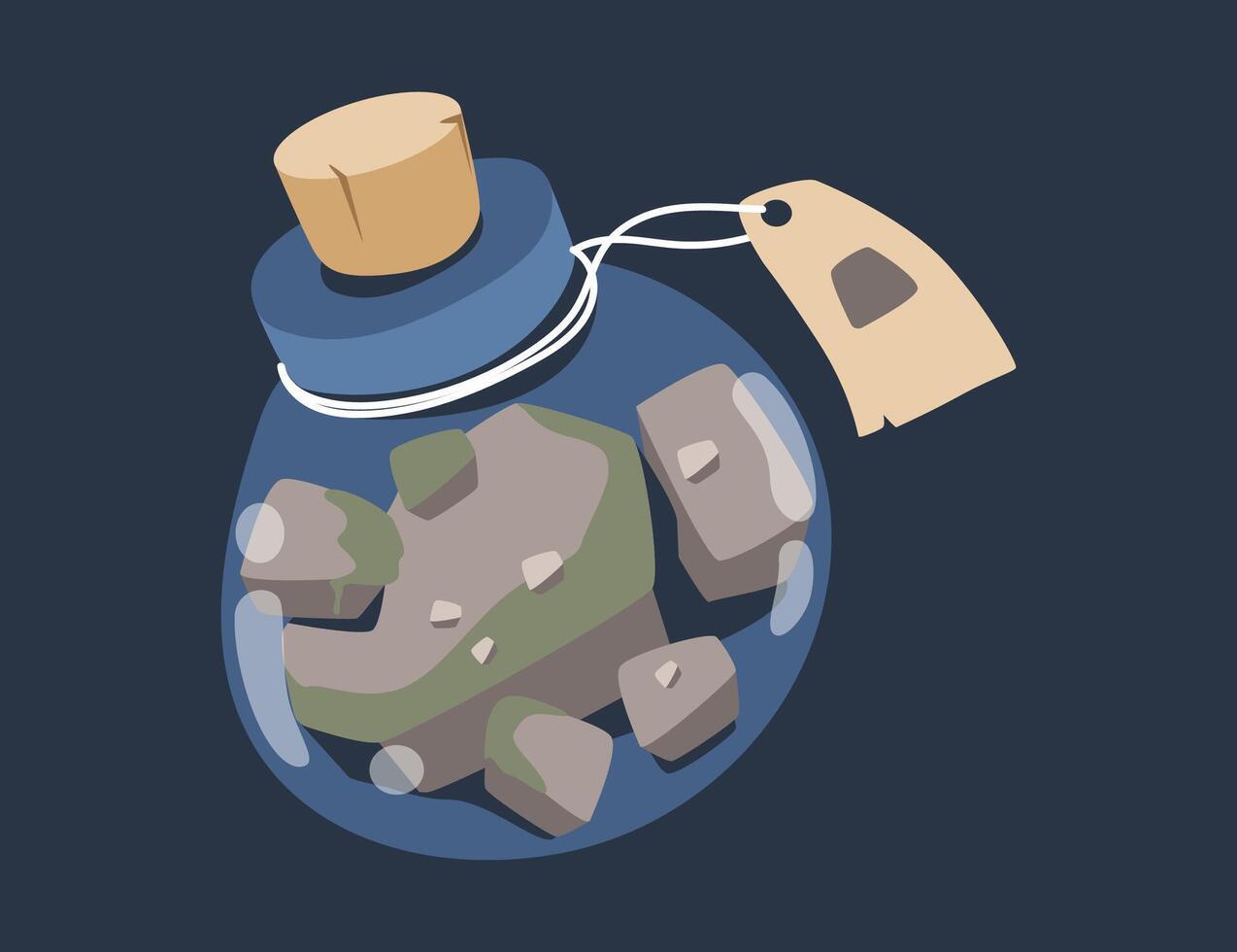 A captivating illustration of a mysterious bottled concoction, with a unique composition of elements, evokes curiosity and enchantment. vector